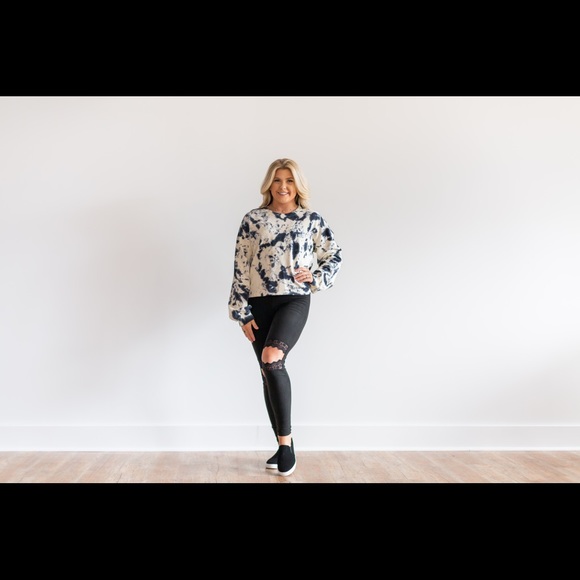 Tie Dye Cropped Sweatshirt & Lace Cut Out Leggings - SOLD OUT - Picture 1 of 2